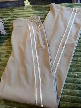 lululemon athletica Taupe Track Pants with White Stripes
